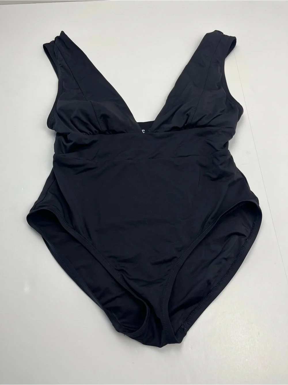 Andie Swim Mykonos V-Neck One-Piece Swimsuit Womens Size Large‎ Solid Black